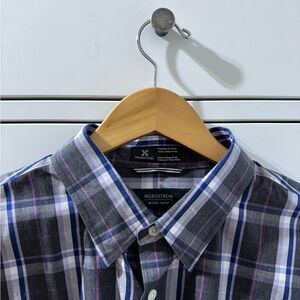 Men's Plaid Shirt - Black and Purple